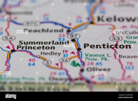 Princeton British Columbia Canada shown on a road map or Geography map Stock Photo - Alamy