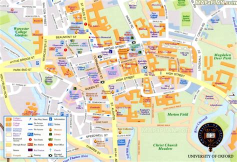 Oxford Maps - Top Tourist Attractions - Free, Printable City Street Map ...