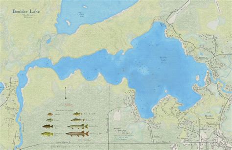 New Map of Boulder Lake in Vilas County Wisconsin