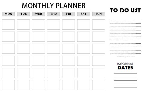 Printable Monthly Planner Template | Full Month Schedule Maker Template