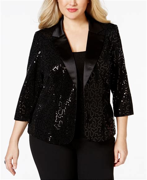 Lyst - Alex Evenings Plus Size Glitter & Sequin Top & Jacket Set in Black