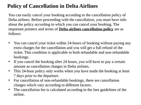 Delta Airlines Flight Cancellation Policy