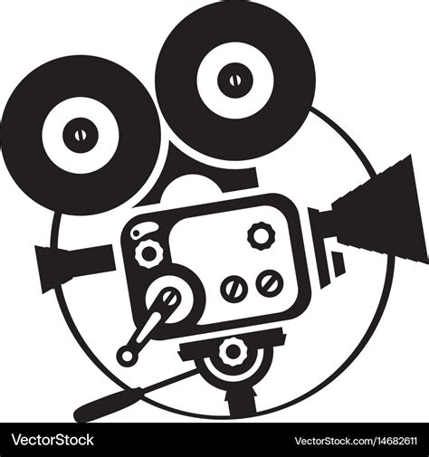 Drawing old fashioned movie camera Royalty Free Vector Image