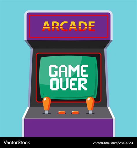 Arcade machine in background green monitor Vector Image