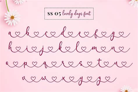 Lovely Heart Font Font with Glyphs Font connect tails | Etsy