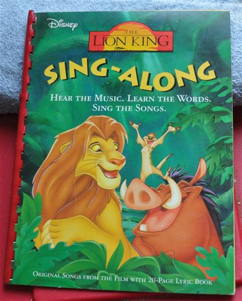 Disney's The Lion King - Original Songs Lyric Book - Sing Along /Learn ...