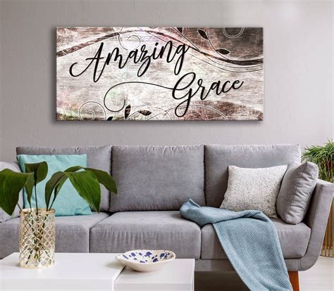 Christian Wall Art: Amazing Grace V7 (Wood Frame Ready To Hang) - Sense Of Art