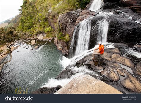 Trekker Looks Wild Waterfall Horton Plains Stock Photo 161993192 ...