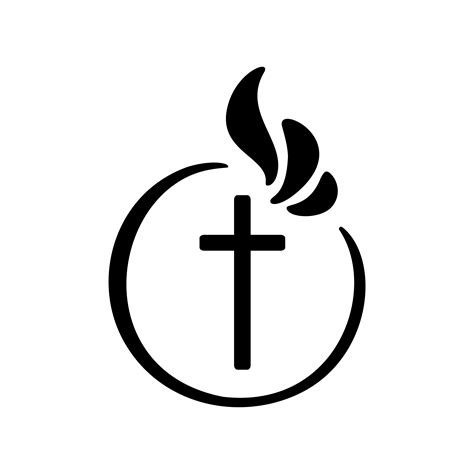 Vector illustration of Christian Logo. Emblem with concept of Cross with Religious community ...