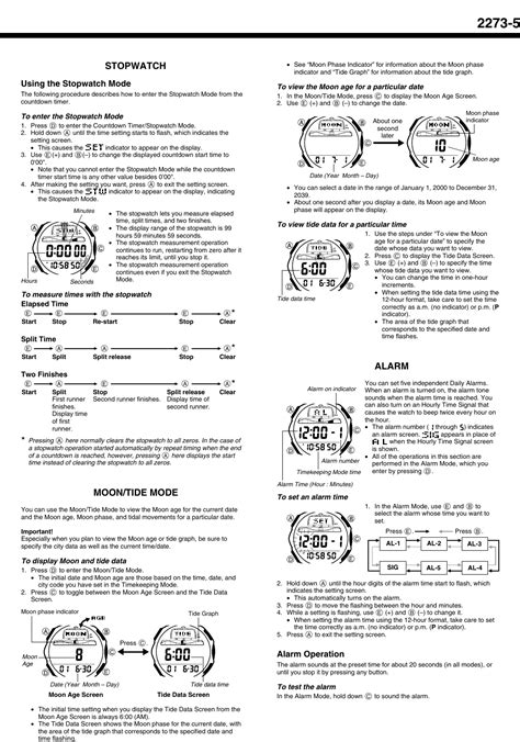 Casio Watch 2273 Users Manual QW