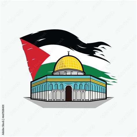 Dome Of The Rock Jerusalem Palestine Gaza Isolated Stock Vector | Adobe Stock