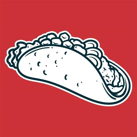 Taco - Drawing vector illustration, black and white colors 23783541 Vector Art at Vecteezy