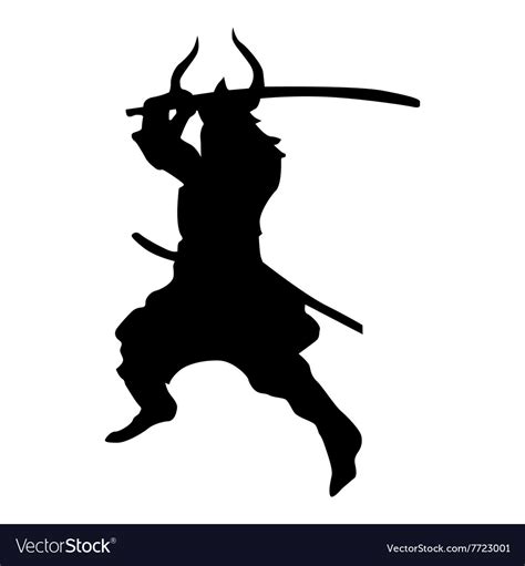 Samurai silhouette black Royalty Free Vector Image