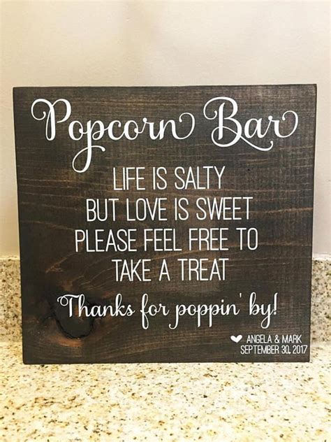 Personalized Popcorn Bar Wedding Sign - Modern | Popcorn bar wedding ...