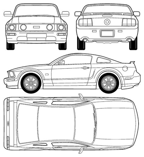 Ford Mustang GT 2006 Blueprint - Download free blueprint for 3D modeling | 2006 ford mustang ...