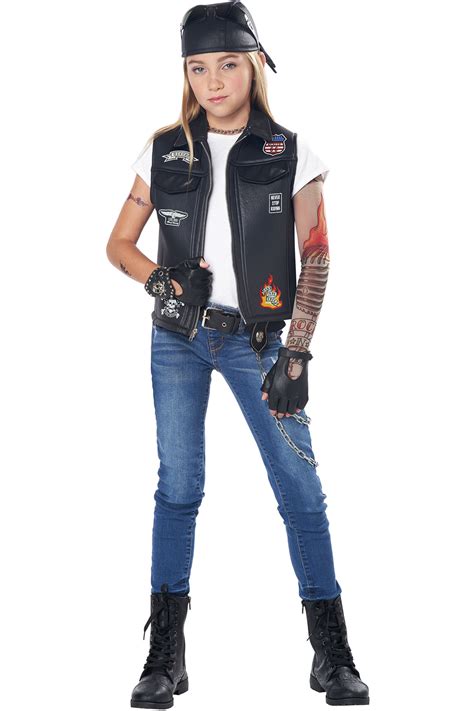 California Costume COOL KID BIKER VEST Child Girl Gangster halloween ...