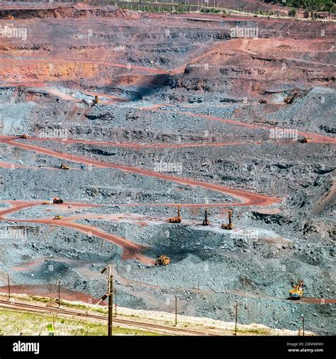 Iron ore extraction in the quarry of the Mikhailovsky mining and ...