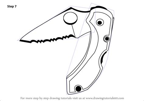 Learn How to Draw a Pocket Knife (Knives) Step by Step : Drawing Tutorials