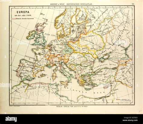 MAP OF EUROPE IN 1400 Stock Photo - Alamy