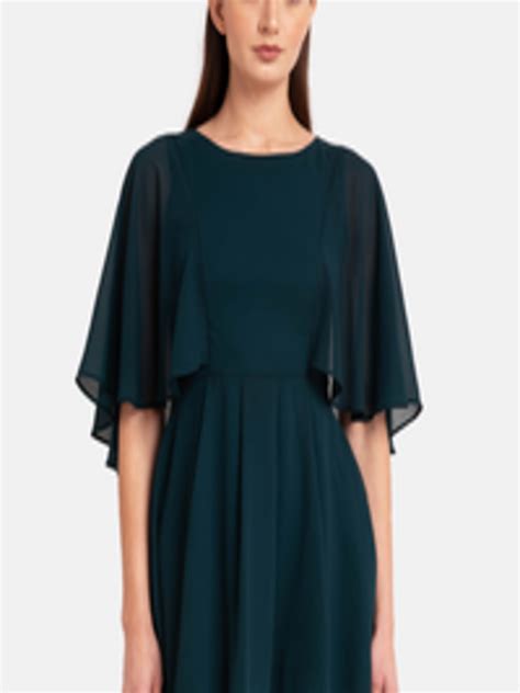 Buy Kazo Women Green Solid Fit And Flare Dress - Dresses for Women 10399305 | Myntra