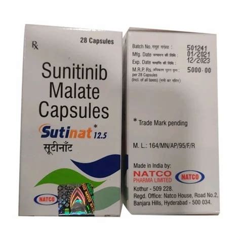 Sunitinib, Strength: 50 mg at Rs 5000/box in Nagpur | ID: 2852154226148