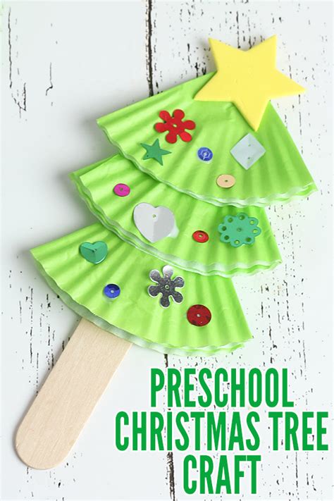 Preschool Christmas Tree Craft with Cupcake Wrappers