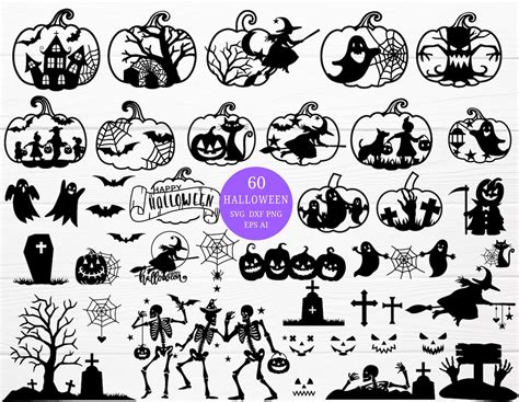 60 Halloween Pumpkin Bundle Svg Cut File Pumpkins Halloween Pumpkin Laser Halloween Svg ...