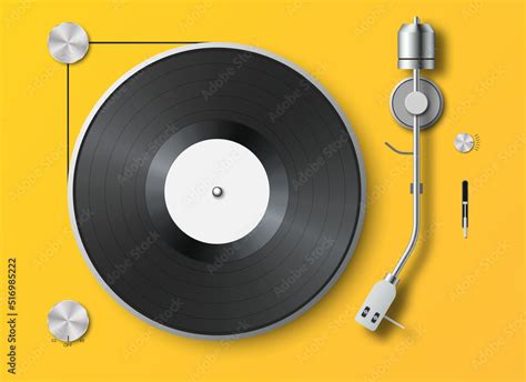 Realistic vinyl record player background. Retro gramophone LP record ...