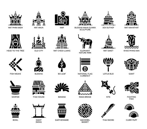 Thailand Symbols , Glyph Icons 680997 Vector Art at Vecteezy