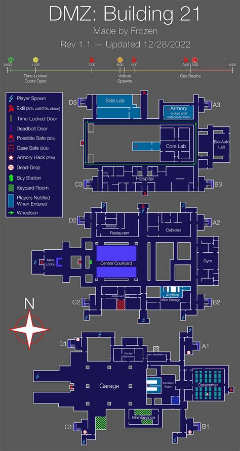 DMZ BUILDING 21 MAP INCLUDING ALL FLOORS, ROOMS AND POI LOCATIONS