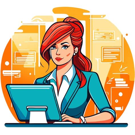 Premium Vector | Girl works on the office desk hand drawn flat stylish ...