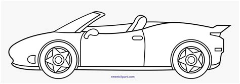 Ferrari Car Line Art Clipart - Race Car Cartoon Drawing, HD Png Download - kindpng