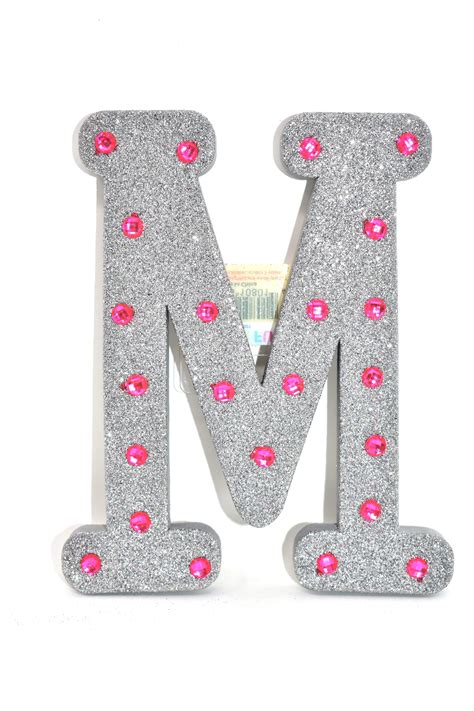 7" Silver Glitter + Pink Rhinestone Foam Letter "M" | Lettering, Foam letters, Printable ...