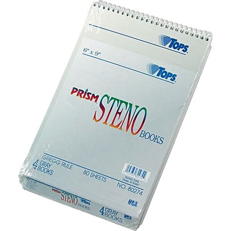 TOPS® Prism Steno Pad, 6" x 9", Gregg Rule, Gray, 100% Recycled, 80 Sheets, 4/Pack (80274) at ...