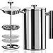 Utopia Kitchen French Coffee Press - Double Walled 32 oz Espresso & Tea Maker - 100% Stainless ...