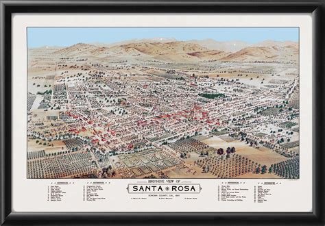 Santa Rosa CA 1897 - Vintage City Maps, Restored City Maps