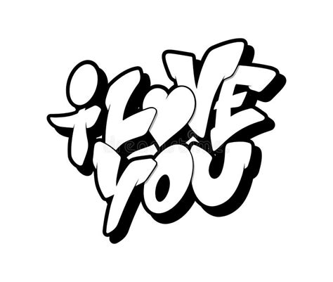 I Love You Font in Graffiti Style. Vector Illustration. Stock Vector - Illustration of artistic ...