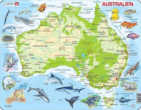 Maxi puzzle Australia with animals: English - Larsen in 2021 | Australia map, Geography of ...