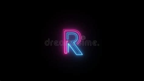 Neon Letter R with Alpha Channel, Neon Alphabet for Banner Stock Video - Video of alphanumeric ...
