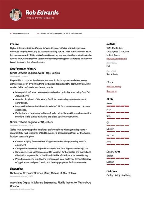 Senior Software Engineer Resume Template | Teacher resume examples ...