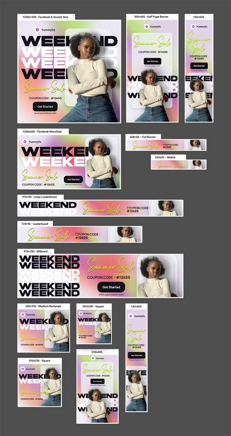 Fashion Weekend Sale Web Banners Template PSD - 15 Sizes. Sale Banner ...