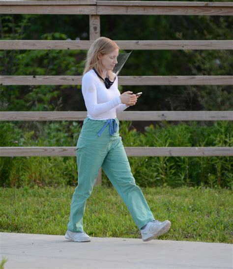 Jessica Chastain - "The Good Nurse" Filming Set in Stamford 05/19/2021 ...