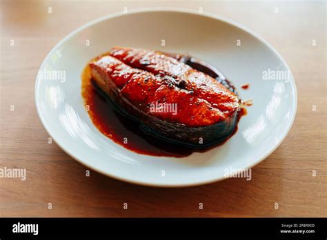 Japanese Salmon with Mirin and Soy Sauce Stock Photo - Alamy