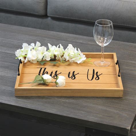 Decorative Wood Serving Tray W/ Handles, 15.50" X 12", "This is Us"