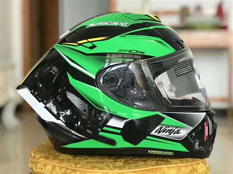 Full Face Shoei X14 Kawasa Kki Green Motorcycle Helmet Anti Fog Visor ...