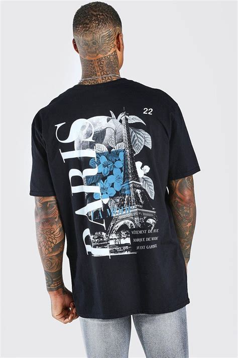 Men's Oversized Paris Graphic Back Print T-Shirt | Boohoo UK | Camisetas, Camiseta estampada ...