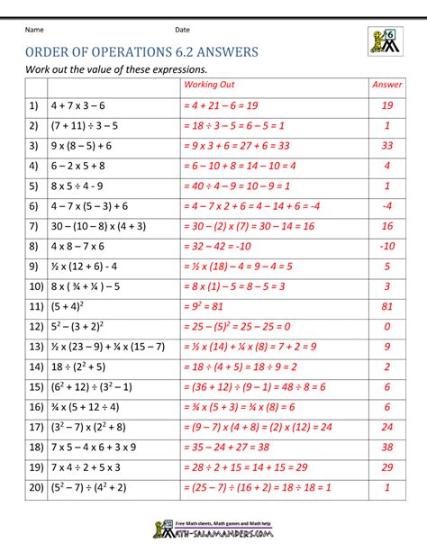 Master the Order of Operations: Worksheets with Answers for Effective ...