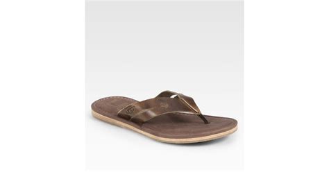 Ugg Leather Thong Sandals in Brown for Men | Lyst