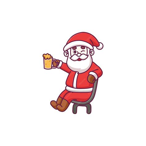 Premium Vector | Cute santa claus cartoon character sitting