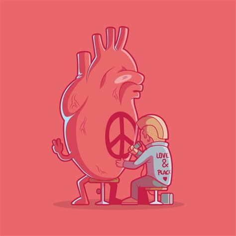 Heart character getting a peace tattoo vector illustration. Love, peace ...